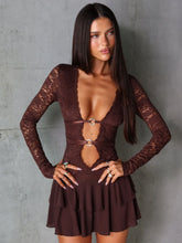Santana-Long-Sleeve-Mini-Dress-Chocolate