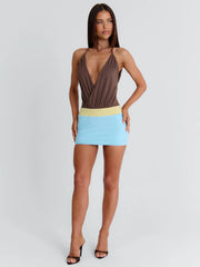 Angelain-Mini-Dress-Brown-Splice