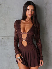 Santana-Long-Sleeve-Mini-Dress-Chocolate
