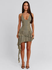 Jaquie-Mini-Dress-Khaki