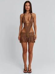 Loure-Mini-Dress-Brown