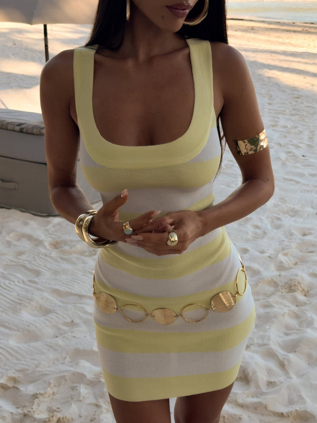 Teresa-Mini-Dress-Yellow-Stripe