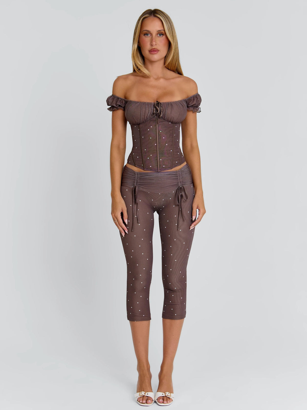 Corala-Capri-Pants-Chocolate-Polka-Dot
