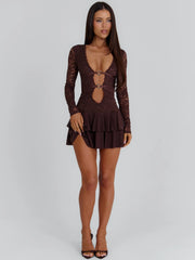 Santana-Long-Sleeve-Mini-Dress-Chocolate