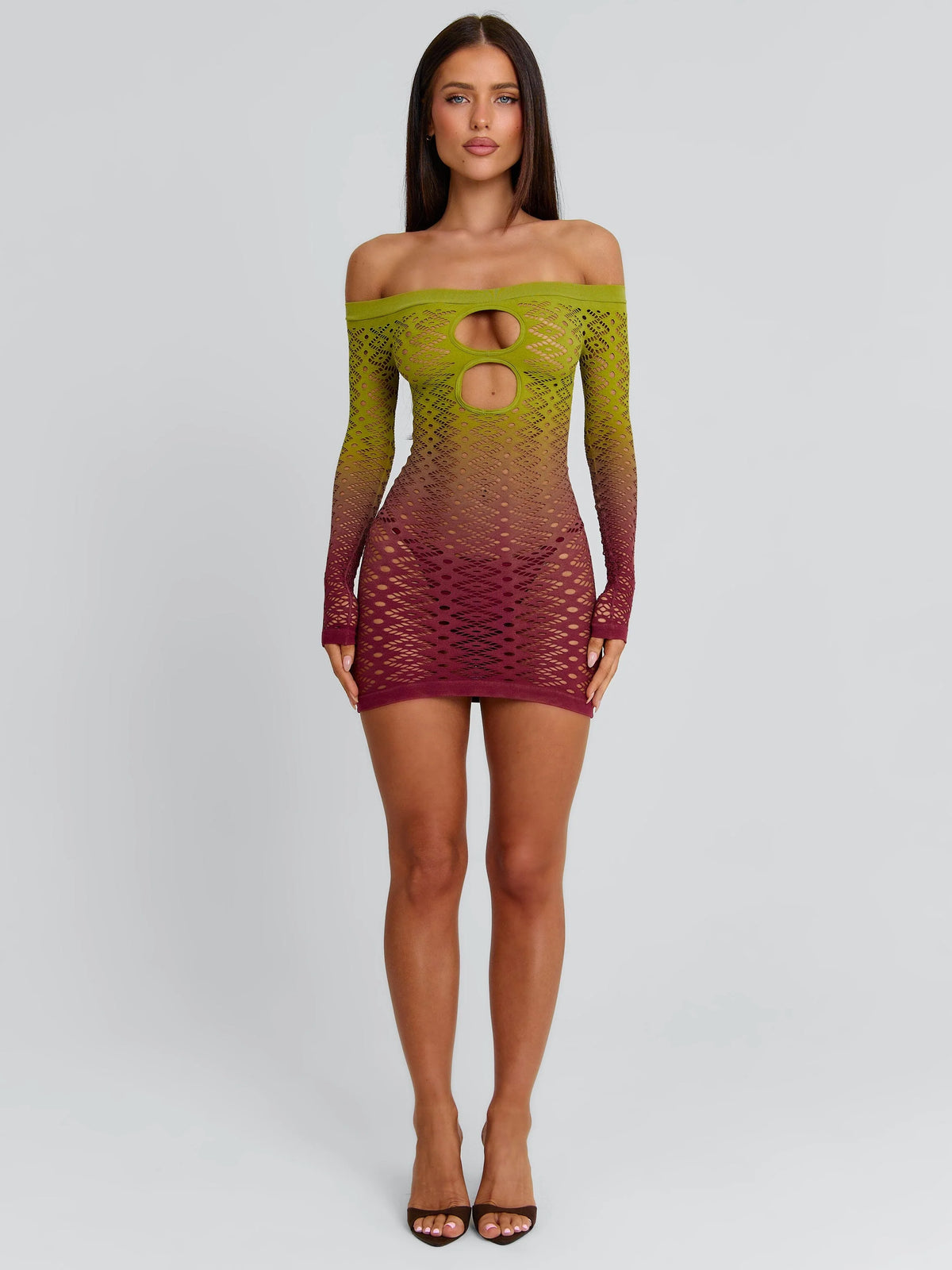 Vessia-Mini-Dress-Green-Burgundy