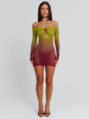 Vessia-Mini-Dress-Green-Burgundy