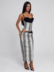 Ravelle-Midi-Skirt-Silver-Snake