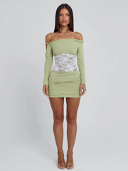Lexa-Mini-Dress-Green-White