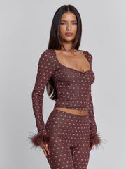 Mahria-Top-Brown-Polka-Dot