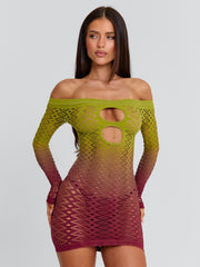 Vessia-Mini-Dress-Green-Burgundy