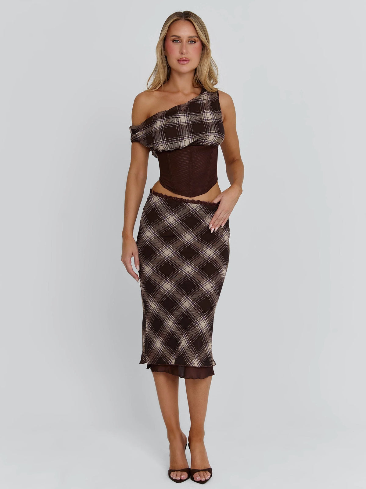 Narelle-Midi-Skirt-Brown-Check